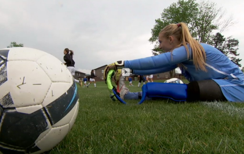 Bree McMahon playing divission 2 soccer on one leg at brevard College, Brevard, NC